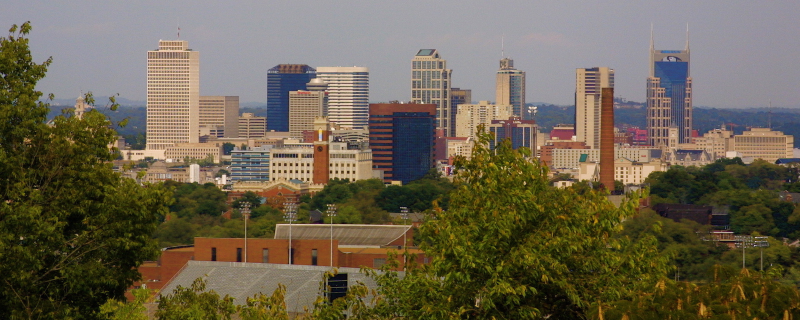 Urban skyline of high-rise buildings