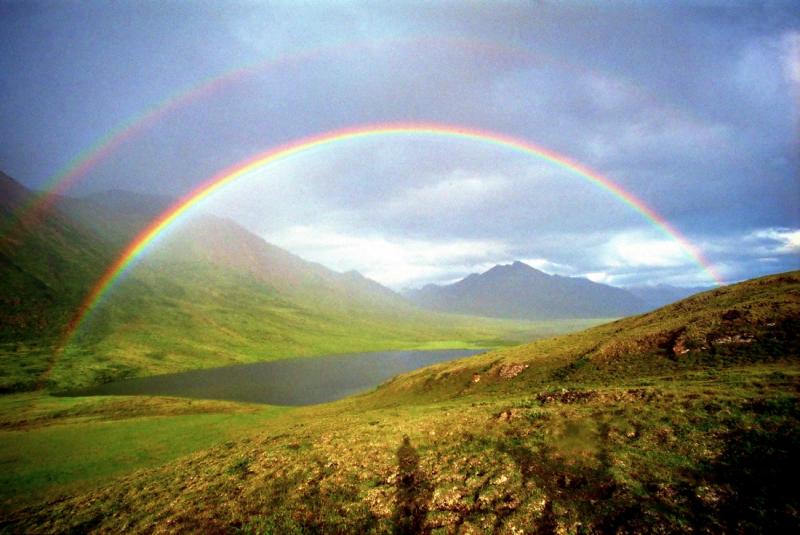 Photo of a rainbow over the Canning River, Arctic National Wildlife Refuse