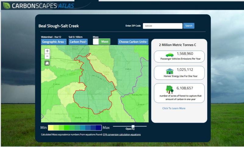 Screen capture from the CarbonScapes Atlas mapping application