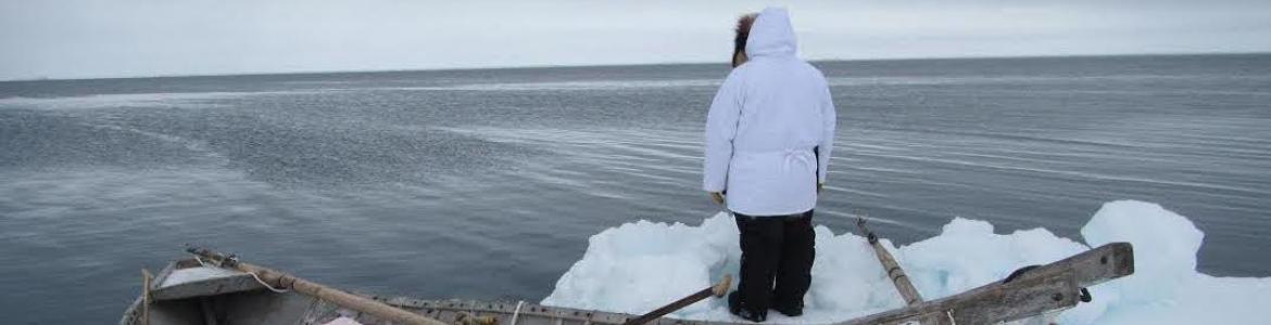 Subsistence hunter watching for whales