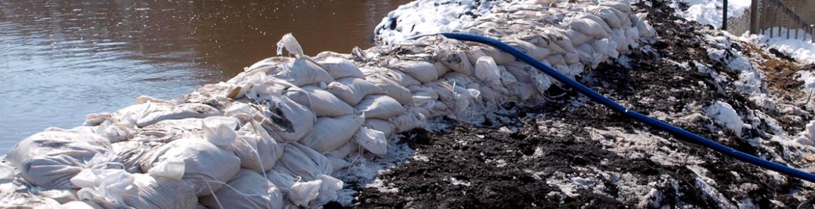 Levee holding flood waters in Fargo, North Dakota