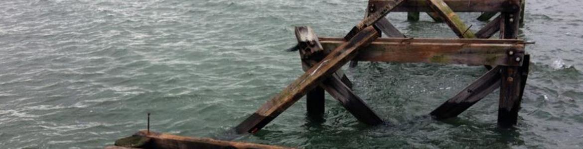 Destruction to the Norwalk Calf Pasture Pier caused by Hurricane Sandy